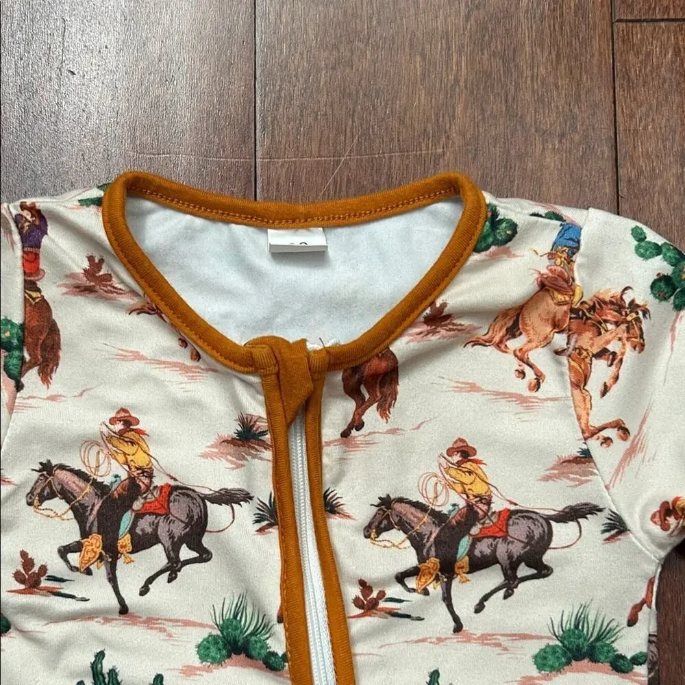 Baby’s Western Adventure Jumpsuit PJs, Size 3-6 Months